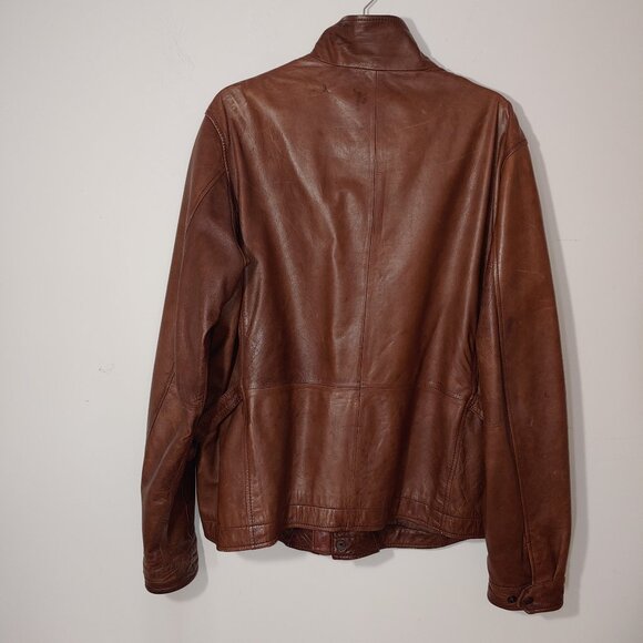 Eddie Bauer 100% Genuine Lamb  Distressed Leather Jacket Size L Brown - Picture 8 of 12
